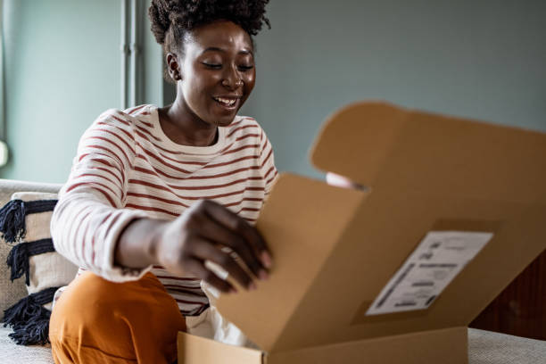 Customer receiving packages